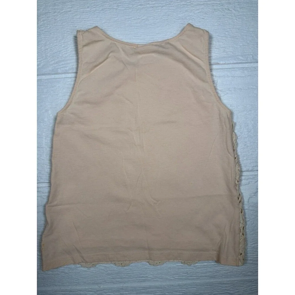 ZARA Kids Beige Crochet Lace Tank Top Size 8 Boho Cottagecore Sleeveless Overlay